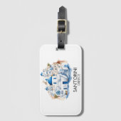 サントリーニギリシャブルールーフ建物建築 ラゲッジタグ (正面縦)