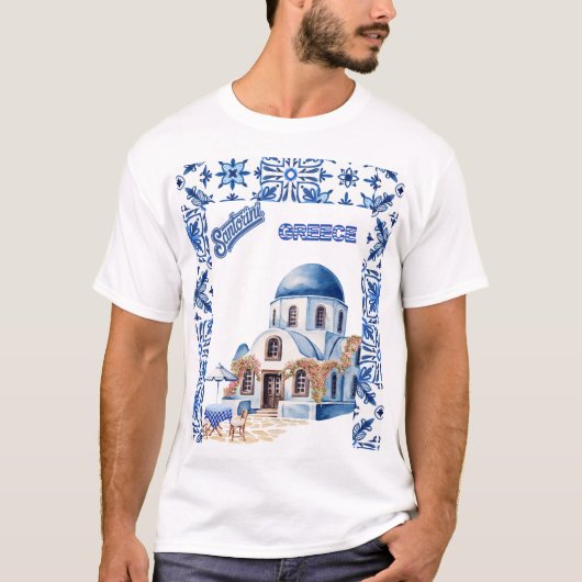 サントリーニギリシャマーホリデイ Tシャツ (正面)
