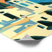 サントリーニギリシャミニマルヴィンテージアートポスター ポスター (角)