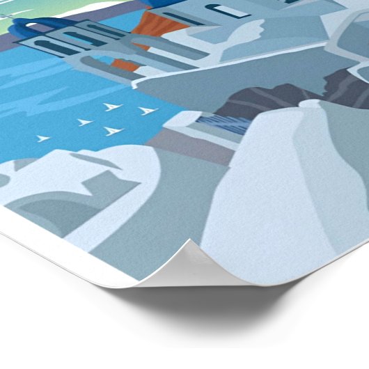 サントリーニギリシャヴィンテージギリシャ旅行ポスター ポスター (角)