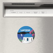 サントリーニギリシャヴィンテージスタイルイラストレーション マグネット (インサイチュ (食洗機))