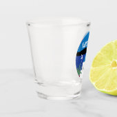 サントリーニギリシャヴィンテージ旅行スタイルイラストレーション ショットグラス (左)