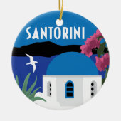 サントリーニギリシャヴィンテージ旅行スタイル セラミックオーナメント (正面)