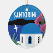 サントリーニギリシャヴィンテージ旅行スタイル セラミックオーナメント (左)