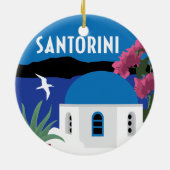 サントリーニギリシャヴィンテージ旅行スタイル セラミックオーナメント (裏面)