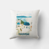 サントリーニギリシャヴィンテージ旅行水の色 クッション (裏面)
