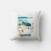 サントリーニギリシャヴィンテージ旅行水の色 クッション (正面)