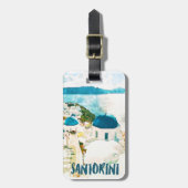 サントリーニギリシャヴィンテージ旅行水の色 ラゲッジタグ (正面縦)