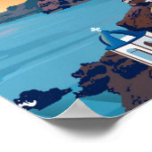 サントリーニギリシャヴィンテージ有名な旅行プレイス ポスター (角)