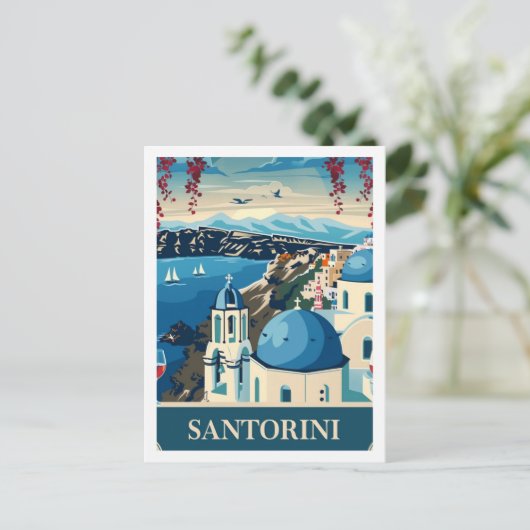 サントリーニギリシャヴィンテージ有名な旅行プレイス ポストカード (スタンド正面)