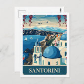 サントリーニギリシャヴィンテージ有名な旅行プレイス ポストカード (正面/裏面)