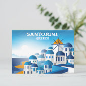 サントリーニギリシャヴィンテージ水彩画 カード (スタンド正面)