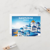 サントリーニギリシャヴィンテージ水彩画 カード (正面/裏面インサイチュ)