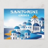 サントリーニギリシャヴィンテージ水彩画 ポストカード (正面)