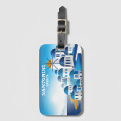 サントリーニギリシャヴィンテージ水彩画 ラゲッジタグ (正面縦)