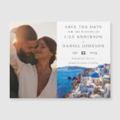 サントリーニギリシャ写真結婚式の日付を保存 マグネット招待状 (正面)