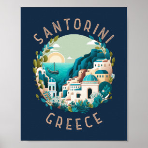 サントリーニギリシャ動揺して円 ポスター