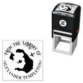 サントリーニギリシャ地図飛行機ラウンドライブラリー図書名 セルフインキングスタンプ (インサイチュ)