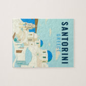 サントリーニギリシャ島ヴィンテージ旅行記念品 ジグソーパズル (横)