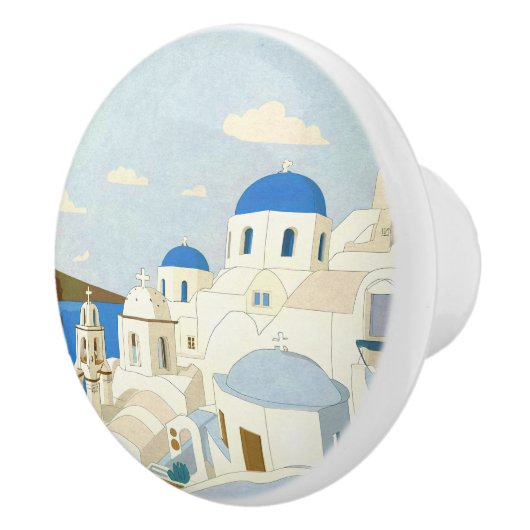 サントリーニギリシャ島ヴィンテージ旅行記念品 セラミックノブ (右)