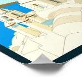 サントリーニギリシャ島ヴィンテージ旅行記念品 ポスター (角)