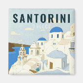 サントリーニギリシャ島ヴィンテージ旅行記念品 マグネット (正面)