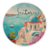 サントリーニギリシャ島水彩旅行記念 セラミックノブ (正面)