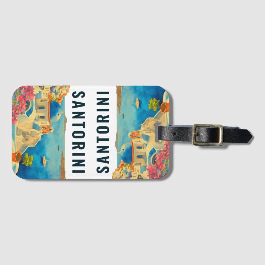サントリーニギリシャ島水彩旅行記念 ラゲッジタグ (正面横)