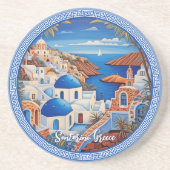 サントリーニギリシャ島絵を描海 | トラベルアート コースター (正面)