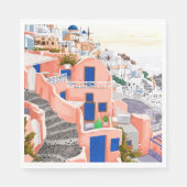 サントリーニギリシャ建築 スタンダードランチョンナプキン (正面)