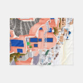 サントリーニギリシャ建築 フリースブランケット (正面(横))