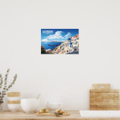 サントリーニギリシャ旅行 |ギリシャの島 | ポスター (キッチン)