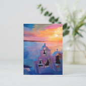 サントリーニギリシャ日没時のオイアからの眺め ポストカード (スタンド正面)