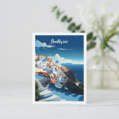 サントリーニギリシャ有名ヴィンテージトラベルプレイス ポストカード (スタンド正面)