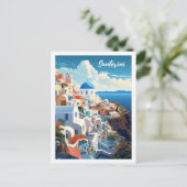 サントリーニギリシャ有名ヴィンテージトラベルプレイス ポストカード (スタンド正面)