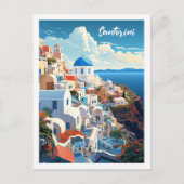 サントリーニギリシャ有名ヴィンテージトラベルプレイス ポストカード (正面)