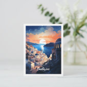 サントリーニギリシャ有名ヴィンテージトラベルプレイス ポストカード (スタンド正面)