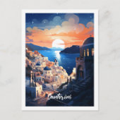 サントリーニギリシャ有名ヴィンテージトラベルプレイス ポストカード (正面)