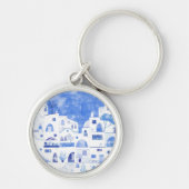 サントリーニギリシャ水彩町並 キーホルダー (正面)