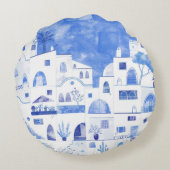 サントリーニギリシャ水彩町並 ラウンドクッション (裏面)