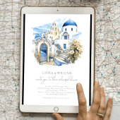 サントリーニギリシャ水彩画リハーサルディナー 招待状