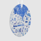 サントリーニギリシャ水彩画 オーナメント (正面)