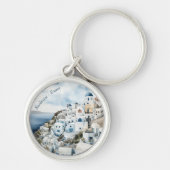 サントリーニギリシャ水彩画 キーホルダー (正面)