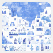 サントリーニギリシャ水彩画 スクエアシール (正面)