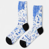 サントリーニギリシャ水彩画 ソックス (左)