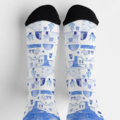 サントリーニギリシャ水彩画 ソックス (上部)