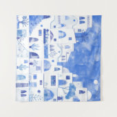 サントリーニギリシャ水彩画 タペストリー (正面(横))