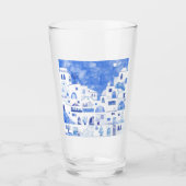 サントリーニギリシャ水彩画 タンブラーグラス (正面)