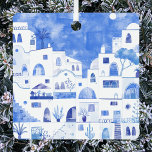サントリーニギリシャ水彩画 メタルオーナメント<br><div class="desc">美しいギリシャ絵画のサントリーニ島の水彩町並み。オリジナルアートby Nic Squirrell.</div>