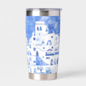 サントリーニギリシャ水彩画 保温保冷タンブラー (左面)
